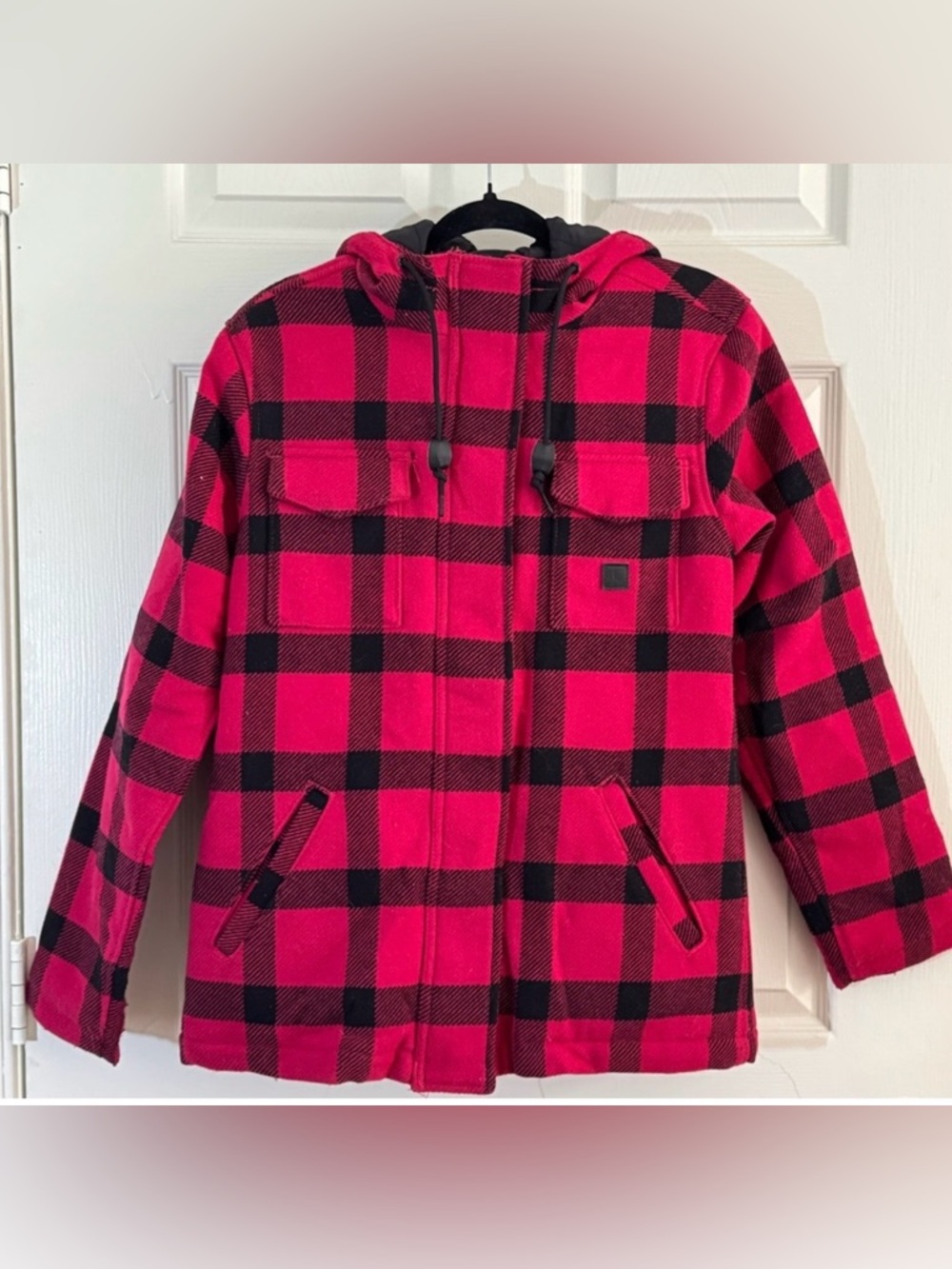 Carhartt Red and Black Buffalo Plaid Hooded Wool Jacket